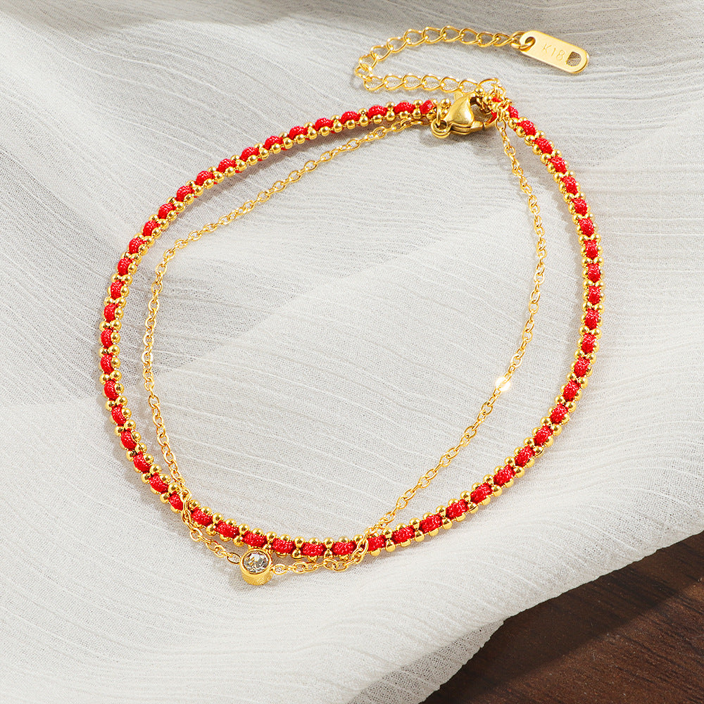Women's anklet with sparkling stones and red design Nin Boutique
