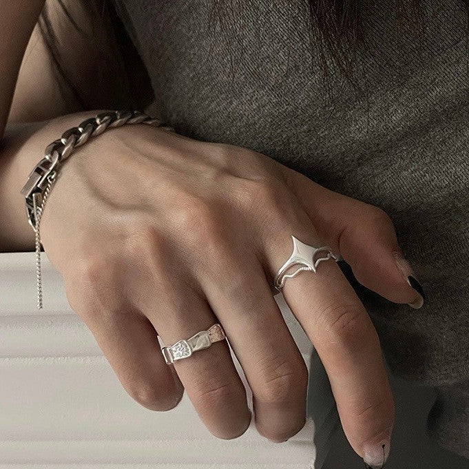 Women’s ring with modern geometric design and textured surfaces Nin Boutique