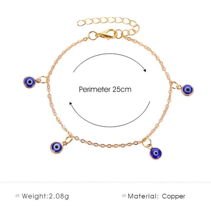 Women's ankle bracelet with protective eye charms Nin Boutique