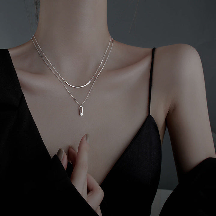 Women's necklace with modern, two-layer design and sparkling pendant Nin Boutique