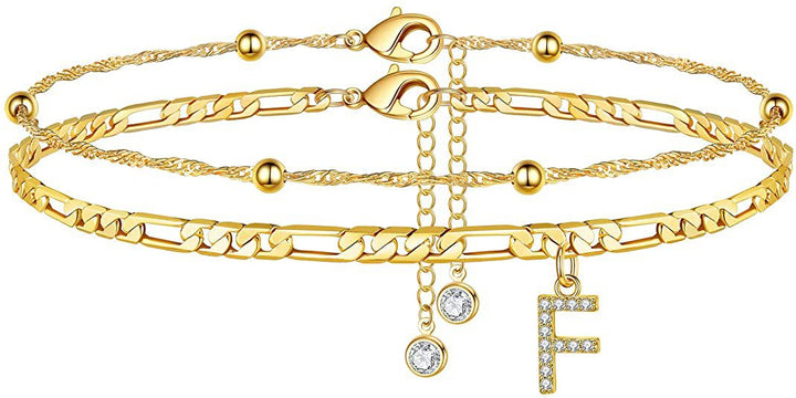 Women’s anklet with personalized pendant and sparkling zirconia elements Nin Boutique