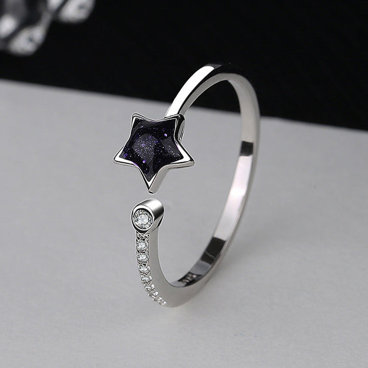 Women open ring with sparkling star pendant made of high-quality stainless steel Nin Boutique