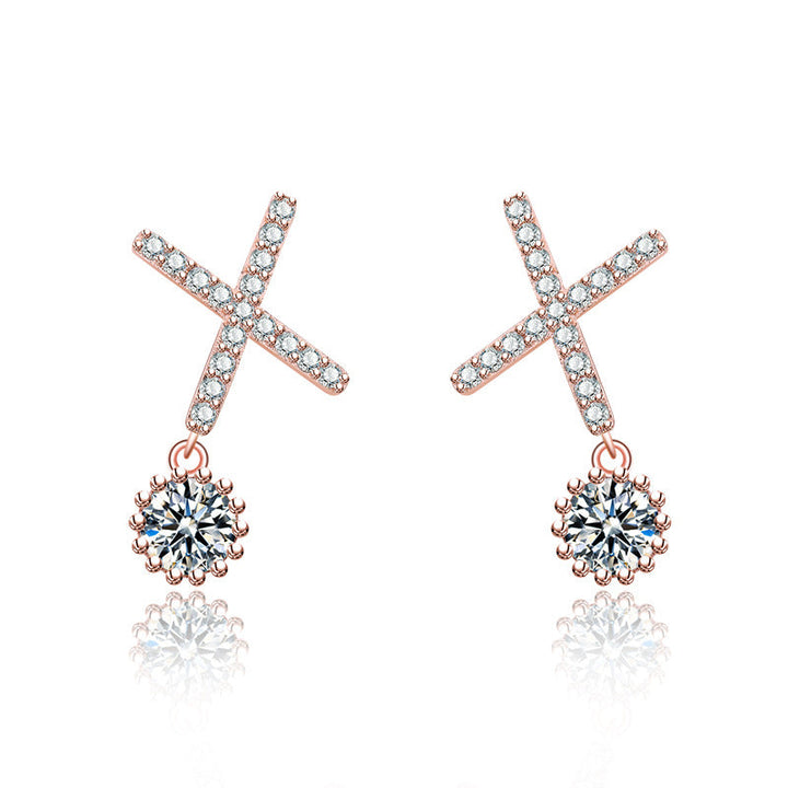 Ladies Sparkling Ear Hoops with Cross-Shaped Design Nin Boutique