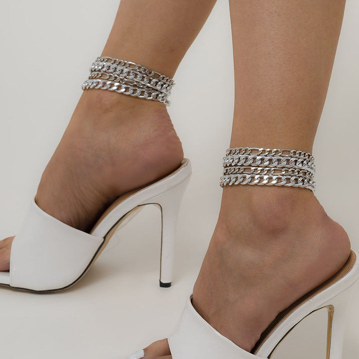 Ladies modern ankle bracelet with layered chain design Nin Boutique