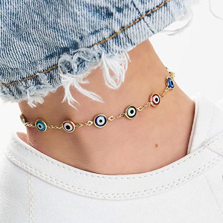 Ladies ankle bracelet with protective eyes and delicate design Nin Boutique