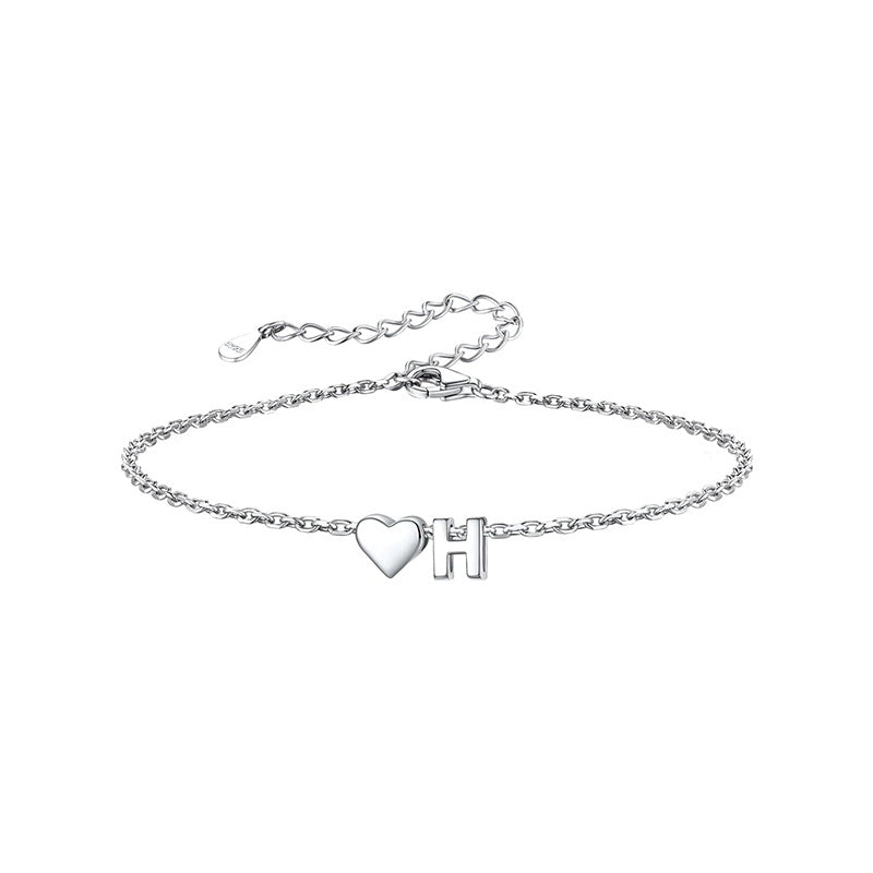 Women's ankle bracelet with personalized heart and letter pendant Nin Boutique