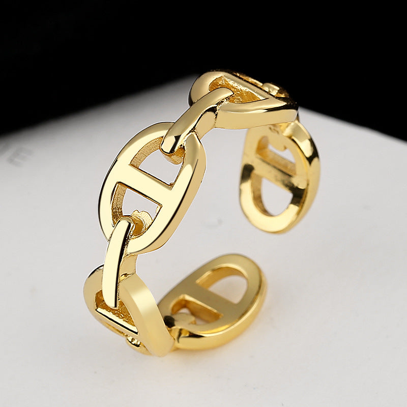 Women's ring with modern chain design and high-quality gold surface Nin Boutique