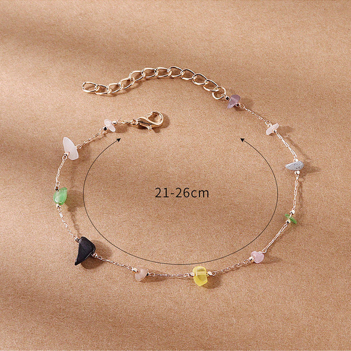 Women anklets with natural gemstone decor and fine link design Nin Boutique
