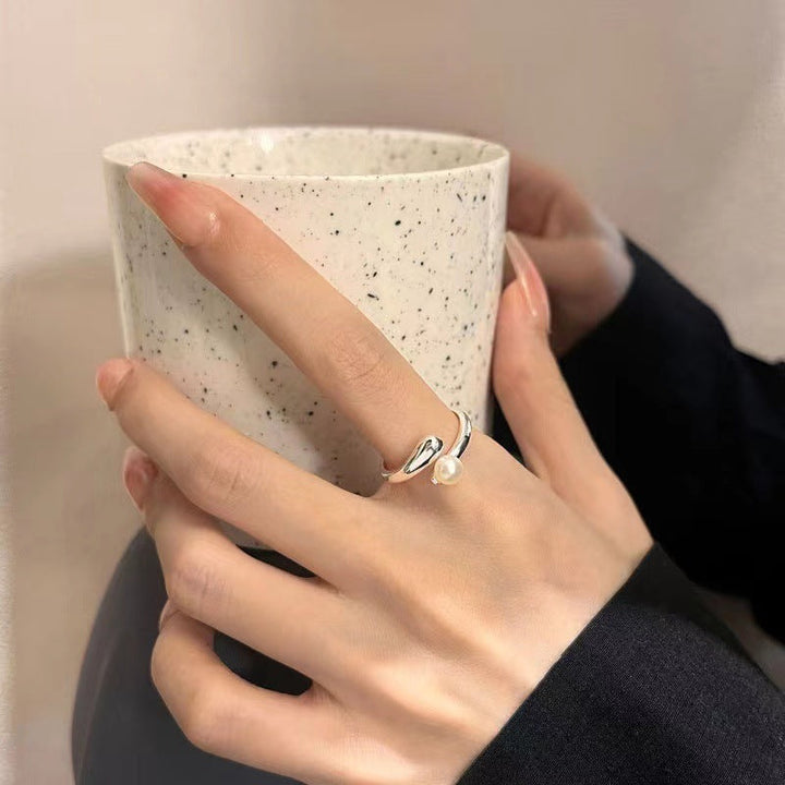 Women's Open Ring with Elegant Pearl and Modern Design Nin Boutique