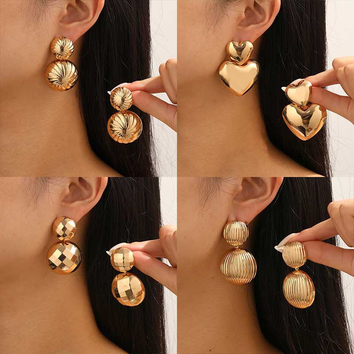 Women's stud earrings in elegant, structured gold design Nin Boutique