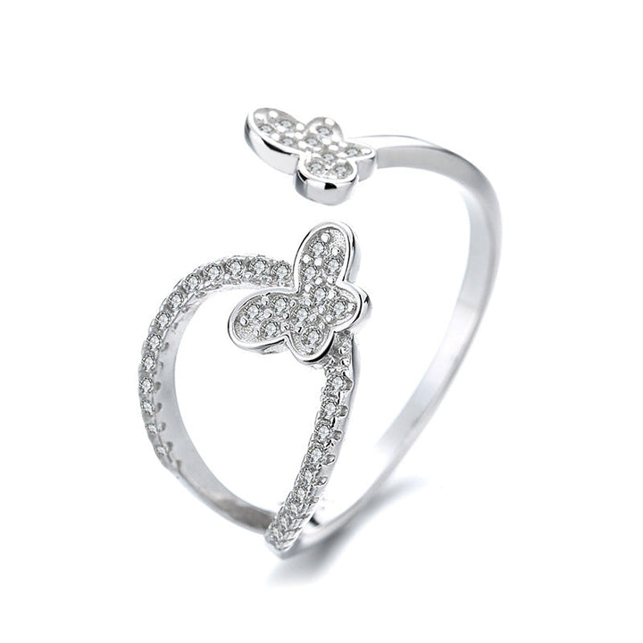 Ladies ring with playful butterfly design and sparkling zirconia Nin Boutique