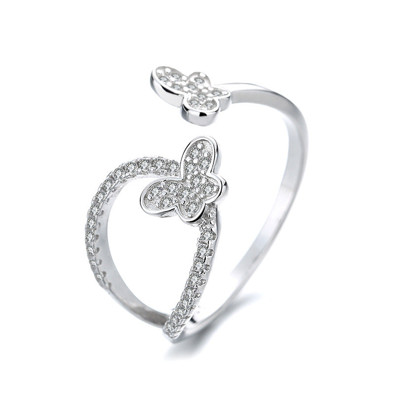 Women's Open Ring with Sparkling Butterfly Designs Nin Boutique