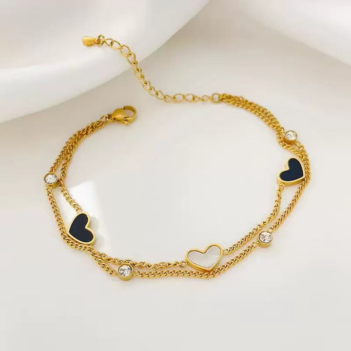 Women's anklet with elegant heart design and sparkling zirconia elements Nin Boutique