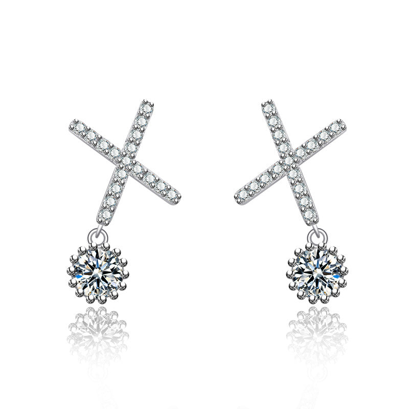 Ladies Sparkling Ear Hoops with Cross-Shaped Design Nin Boutique
