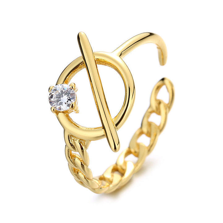 Women's Trendy Ring with Creative Chain and Zircon Design Nin Boutique
