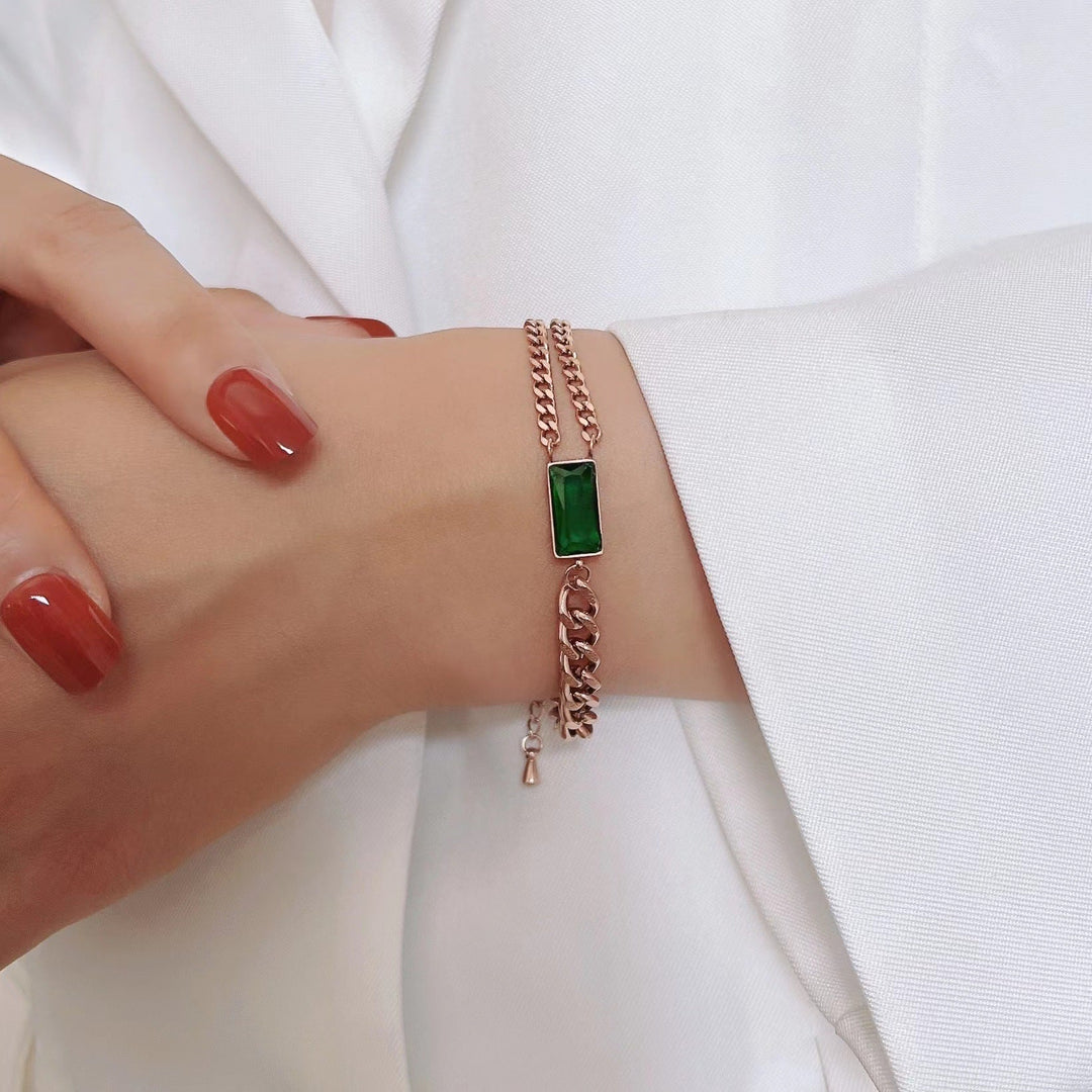 Women's ankle bracelet with luxurious green crystal element Nin Boutique