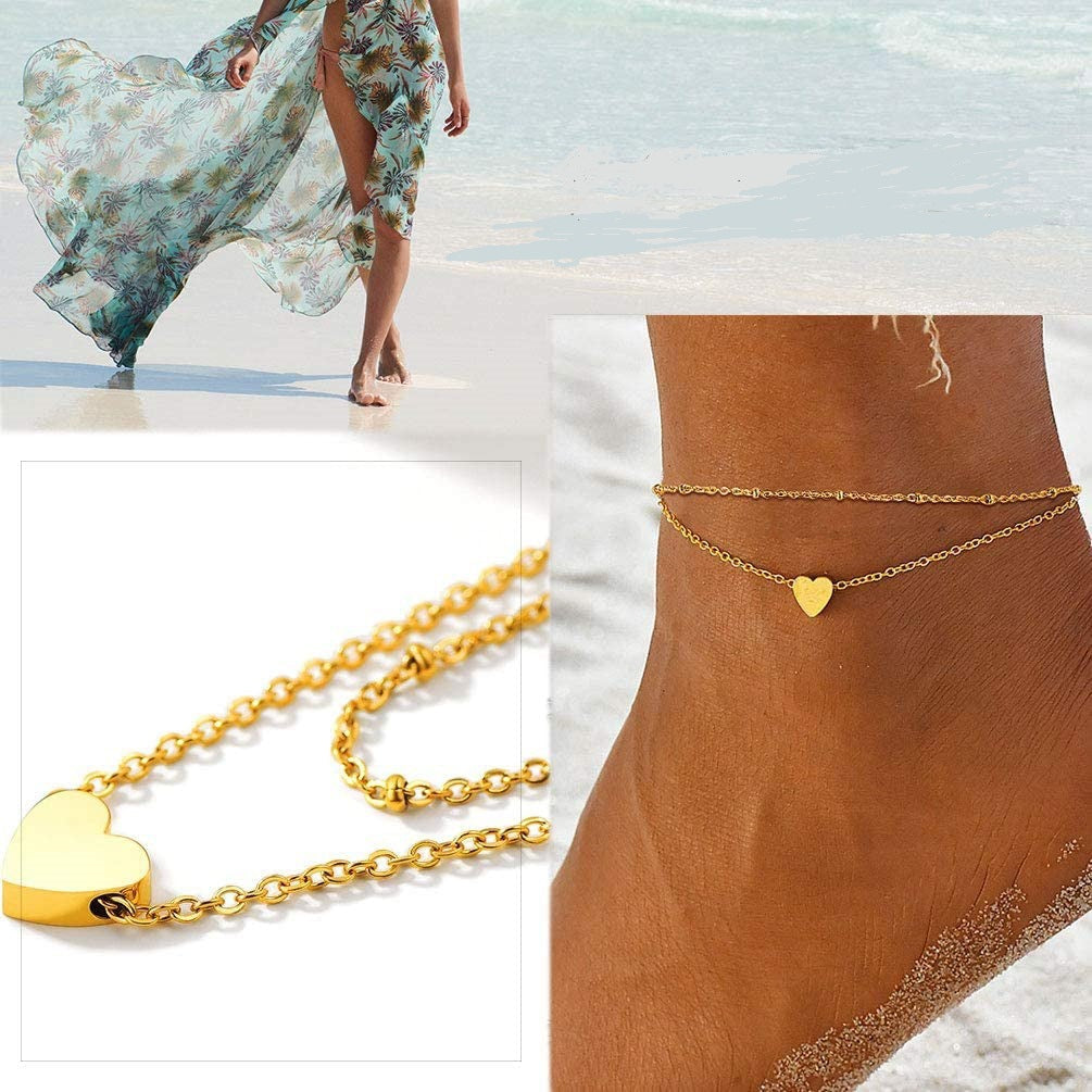 Ladies ankle bracelet with heart-shaped charms and delicate design Nin Boutique