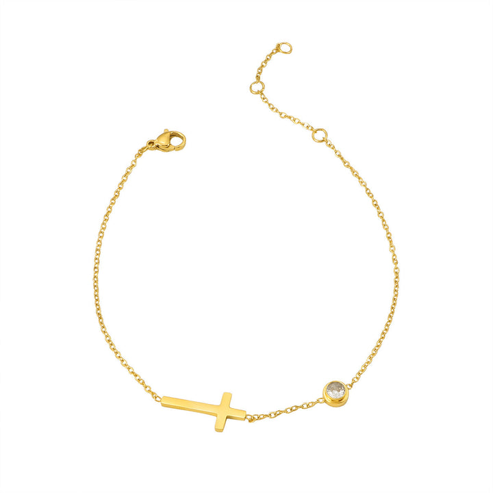 Women's ankle bracelet with filigree cross and crystal pendant Nin Boutique