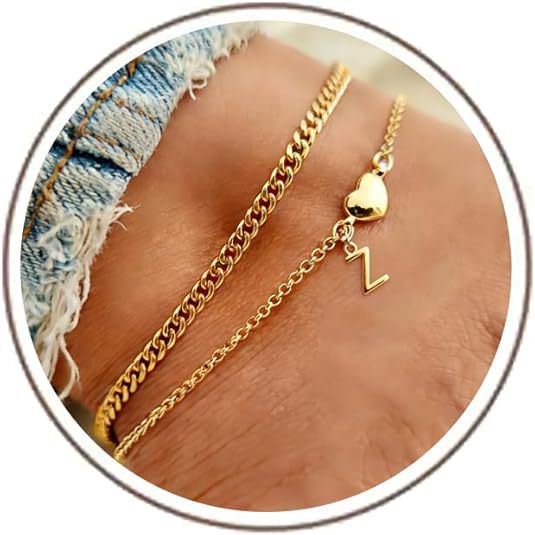 Ladies ankle bracelet with heart-shaped and initialized charm Nin Boutique