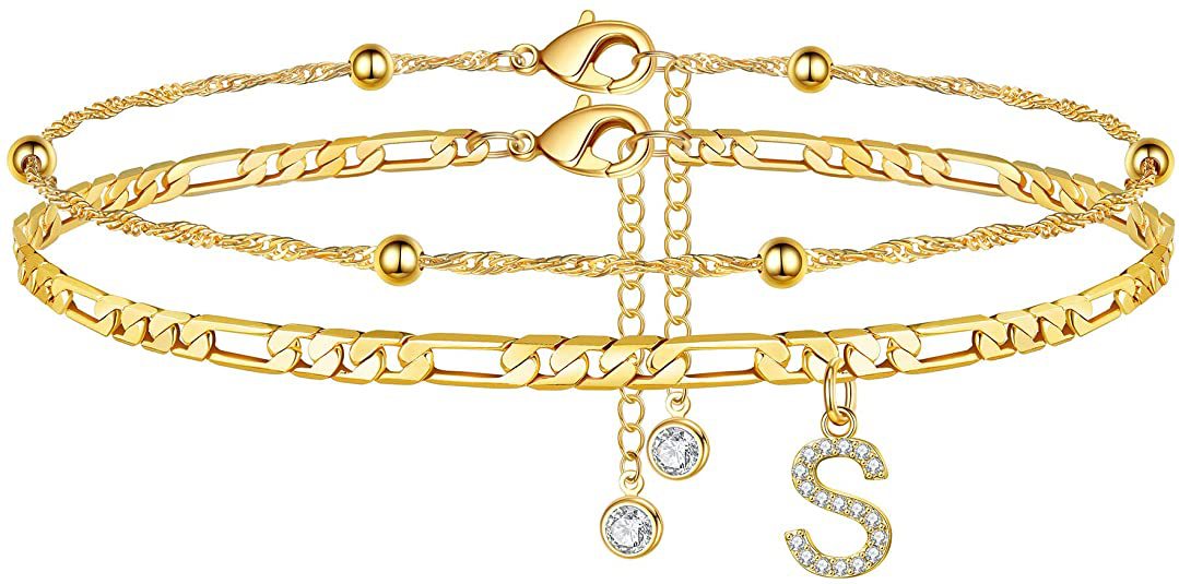 Women’s anklet with personalized pendant and sparkling zirconia elements Nin Boutique