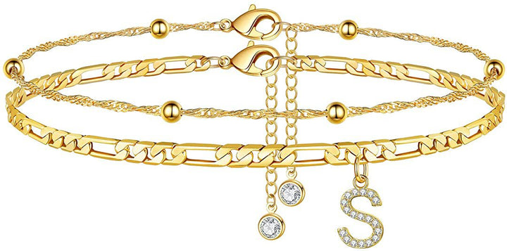 Women’s anklet with personalized pendant and sparkling zirconia elements Nin Boutique