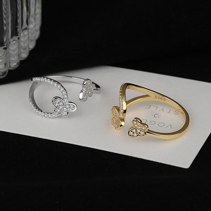 Ladies ring with playful butterfly design and sparkling zirconia Nin Boutique