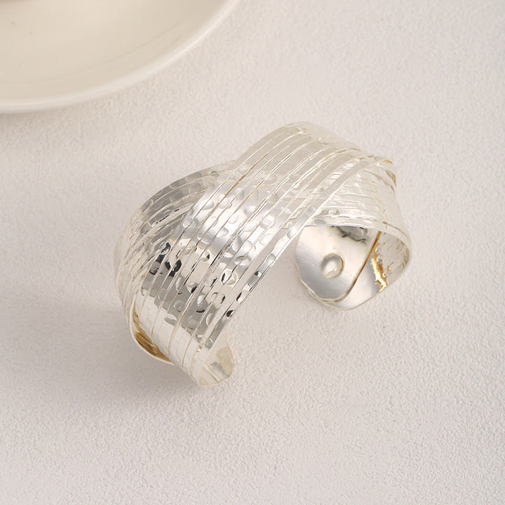 Women's Open Bangle with Artistic Fold Design Nin Boutique