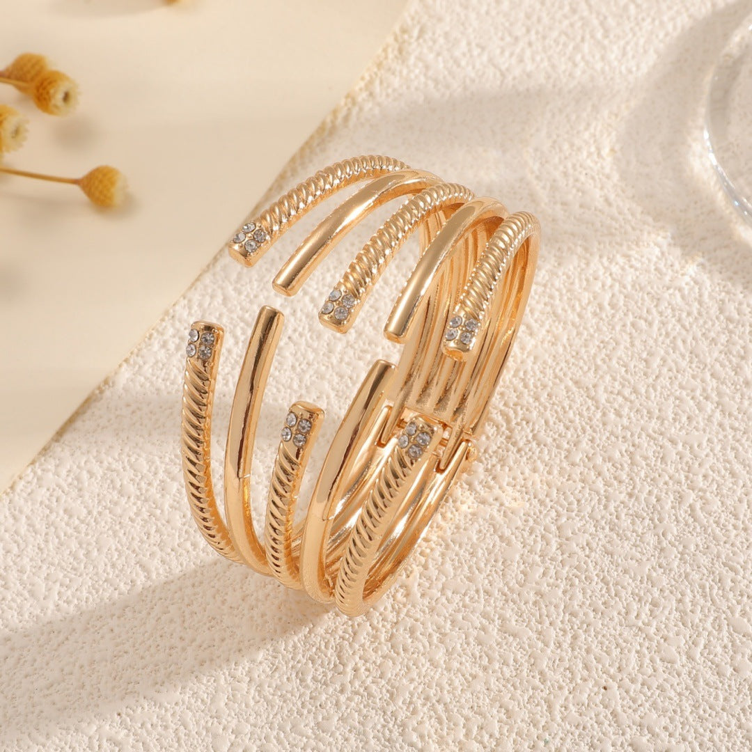 Ladies Open Bracelet with Modern, Layered Design Nin Boutique
