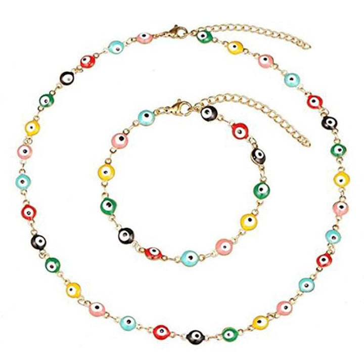 Ladies anklet with colorful protective eyes and delicate chain design Nin Boutique