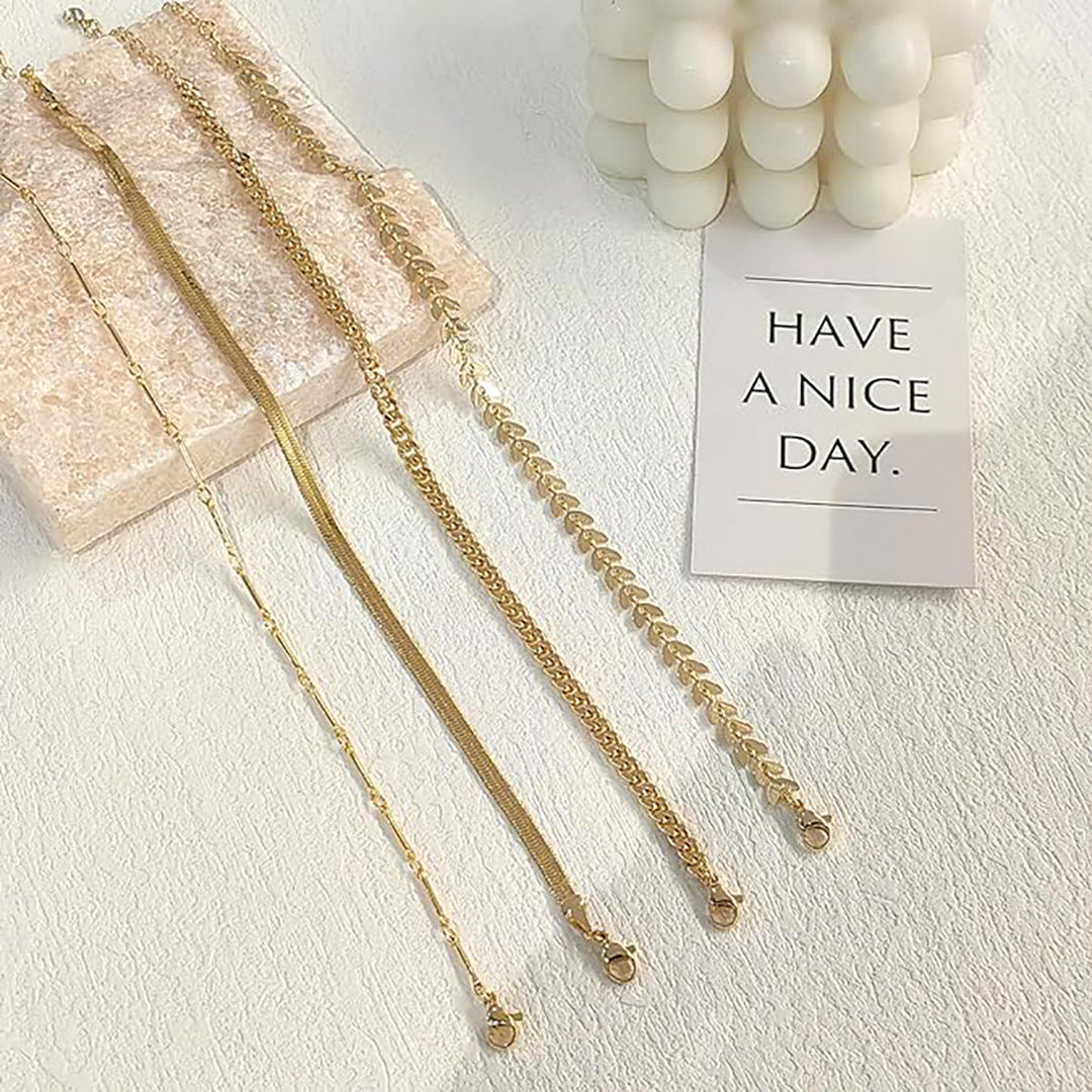 Ladies anklet set with elegant link and decorative chains Nin Boutique