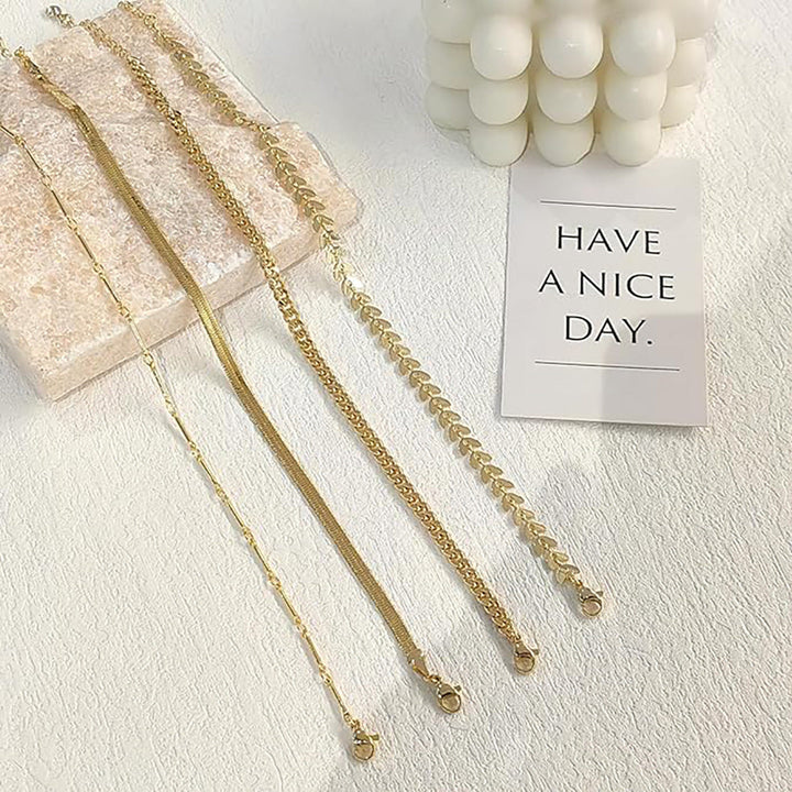 Ladies anklet set with elegant link and decorative chains Nin Boutique