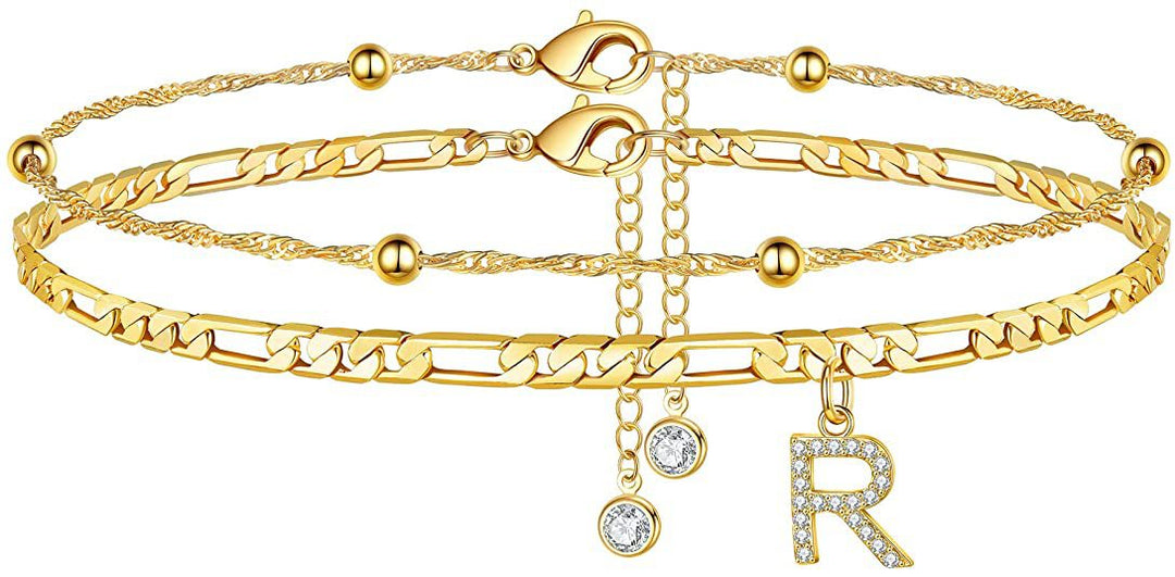 Women’s anklet with personalized pendant and sparkling zirconia elements Nin Boutique