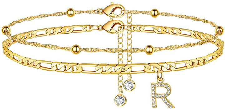 Women’s anklet with personalized pendant and sparkling zirconia elements Nin Boutique