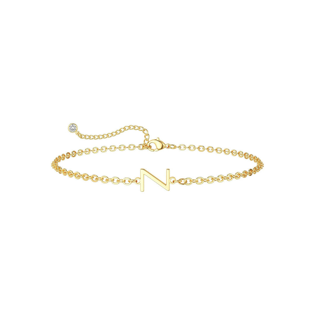 Women’s ankle bracelet with personalized initial and sparkling zirconia detail Nin Boutique