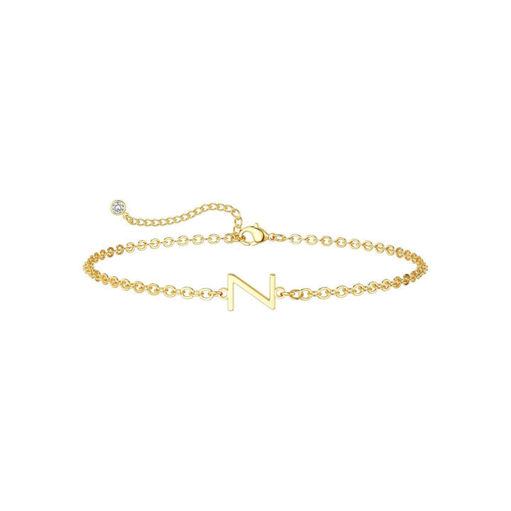 Women’s ankle bracelet with personalized initial and sparkling zirconia detail Nin Boutique