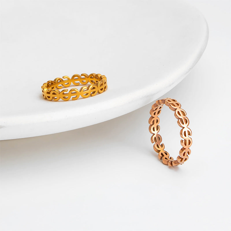 Women's Ring with Modern Dollar Sign Design Nin Boutique