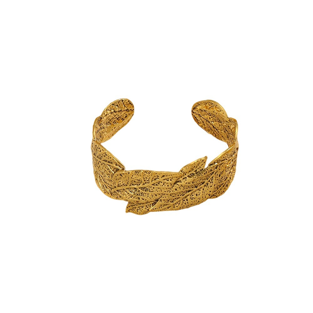 Women's Open Bracelet with Floral Motifs and Artistic Design Nin Boutique