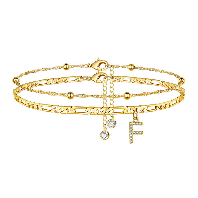 Women’s anklet with personalized pendant and sparkling zirconia elements Nin Boutique