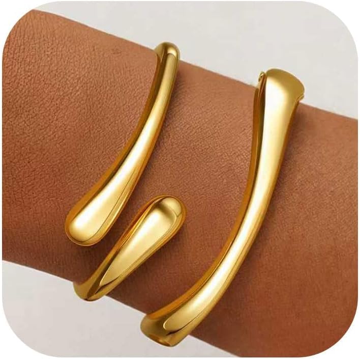 Women's Open Cuff Bracelet with Modern, Curved Design Nin Boutique