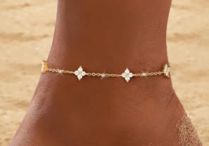 Women ankle bracelet with sparkling zirconia elements and elegant embellishments Nin Boutique