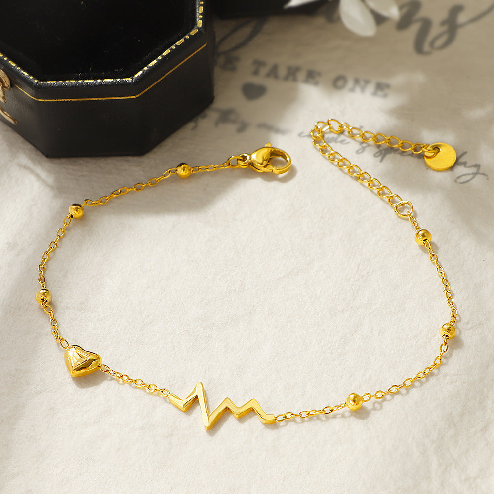 Ladies delicate ankle chain with heart-shaped and pulsating design Nin Boutique