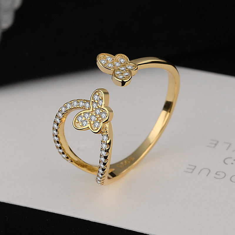 Ladies ring with playful butterfly design and sparkling zirconia Nin Boutique