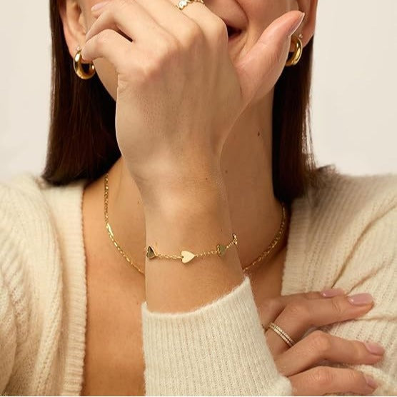 Ladies ankle bracelet with delicate heart pendants and dainty chain design Nin Boutique