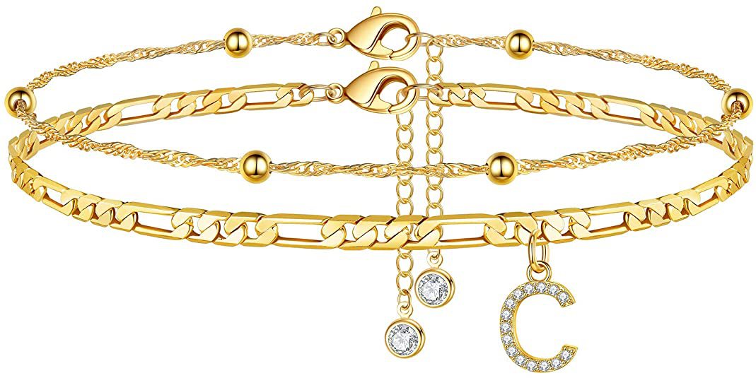 Women’s anklet with personalized pendant and sparkling zirconia elements Nin Boutique