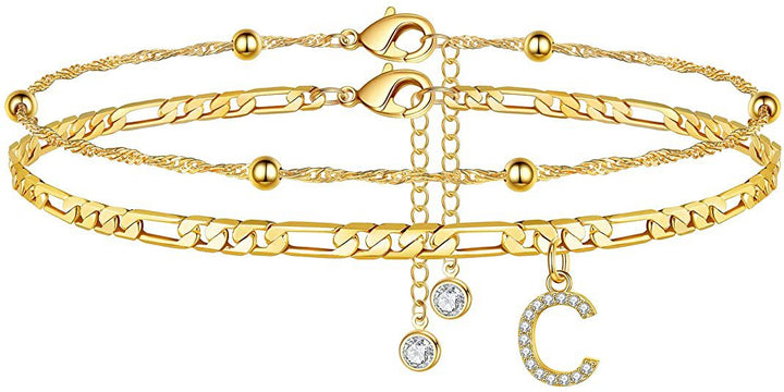 Women’s anklet with personalized pendant and sparkling zirconia elements Nin Boutique