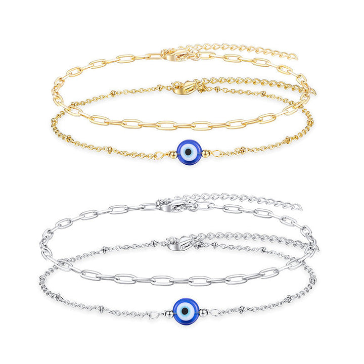Women's ankle bracelet with protective eye elements and delicate design Nin Boutique