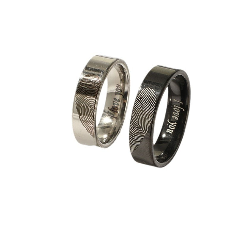 Ladies' wedding rings with unique fingerprint engraving and emotional message Nin Boutique