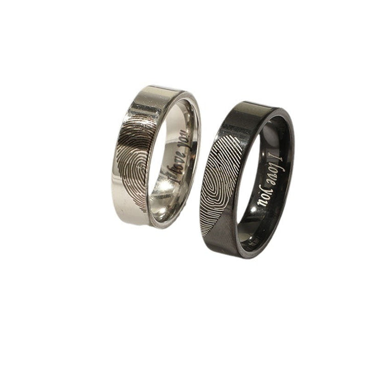 Ladies' wedding rings with unique fingerprint engraving and emotional message Nin Boutique