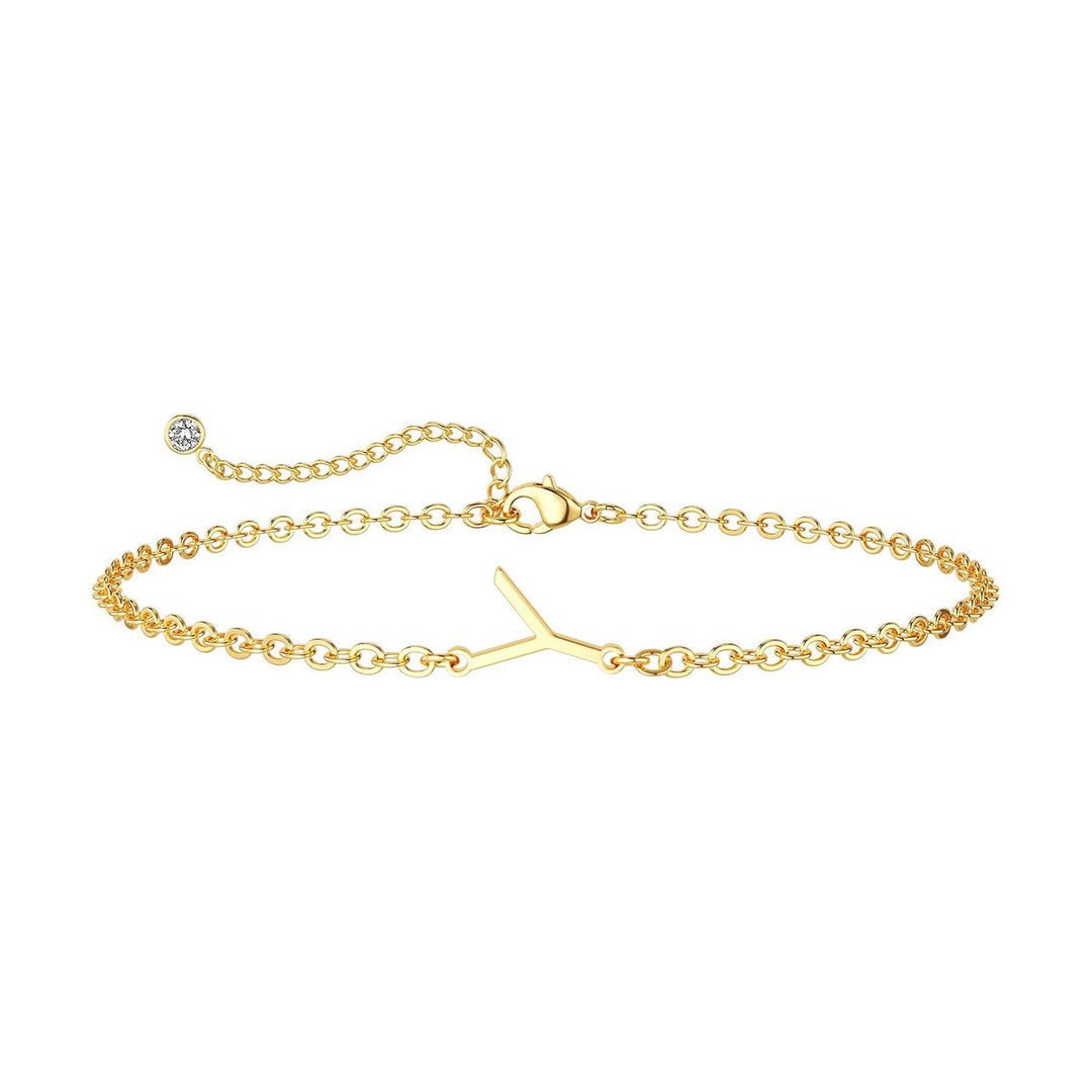 Women’s ankle bracelet with personalized initial and sparkling zirconia detail Nin Boutique