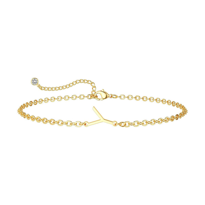 Women’s ankle bracelet with personalized initial and sparkling zirconia detail Nin Boutique